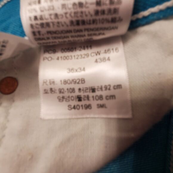 Levi’s 501 Button Fly Jeans Men’s 36x34 Bright Teal Blue Rare Color Edition Clas - Picture 6 of 10